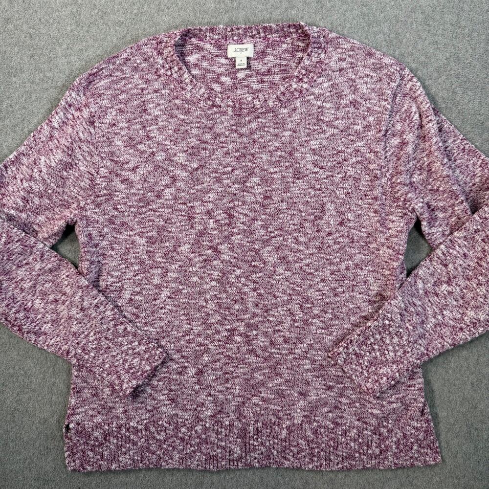 J.Crew Women's Small Crew Neck Pullover Sweater Purple White Heathered BQ689